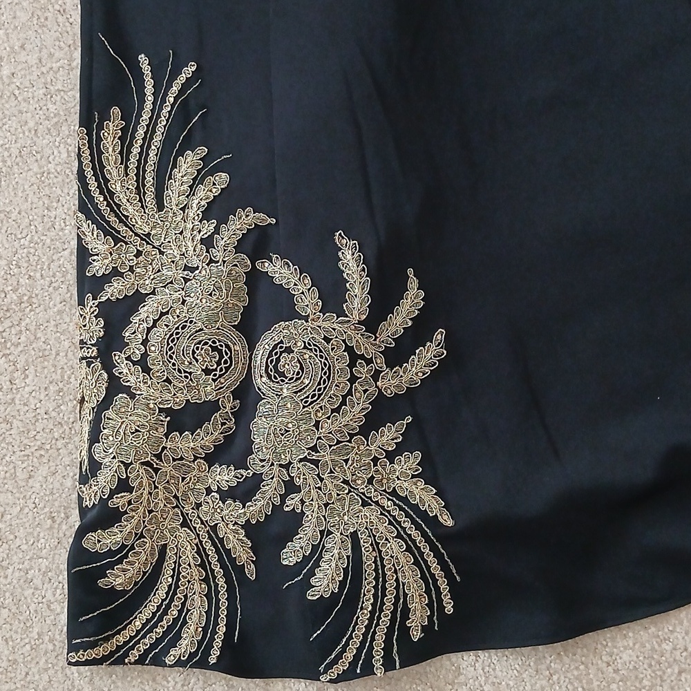 Black and Gold Asymmetrical Embellished Prom Gown - Picture 10 of 10